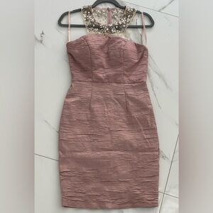 Elegant Pink Strapless Dress knee length.